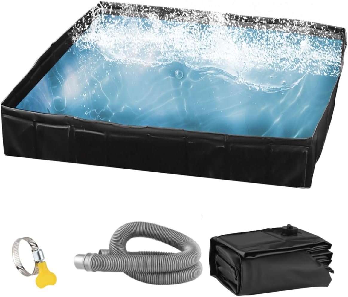 Camping Shower pan,Portable Shower Tray 41" x 41" x 5" with Mesh Organizer, Foldable Camping Shower Base & Floor with Removable Drain Pipe, Suitable for Camping, RV, Outdoor, Indoor