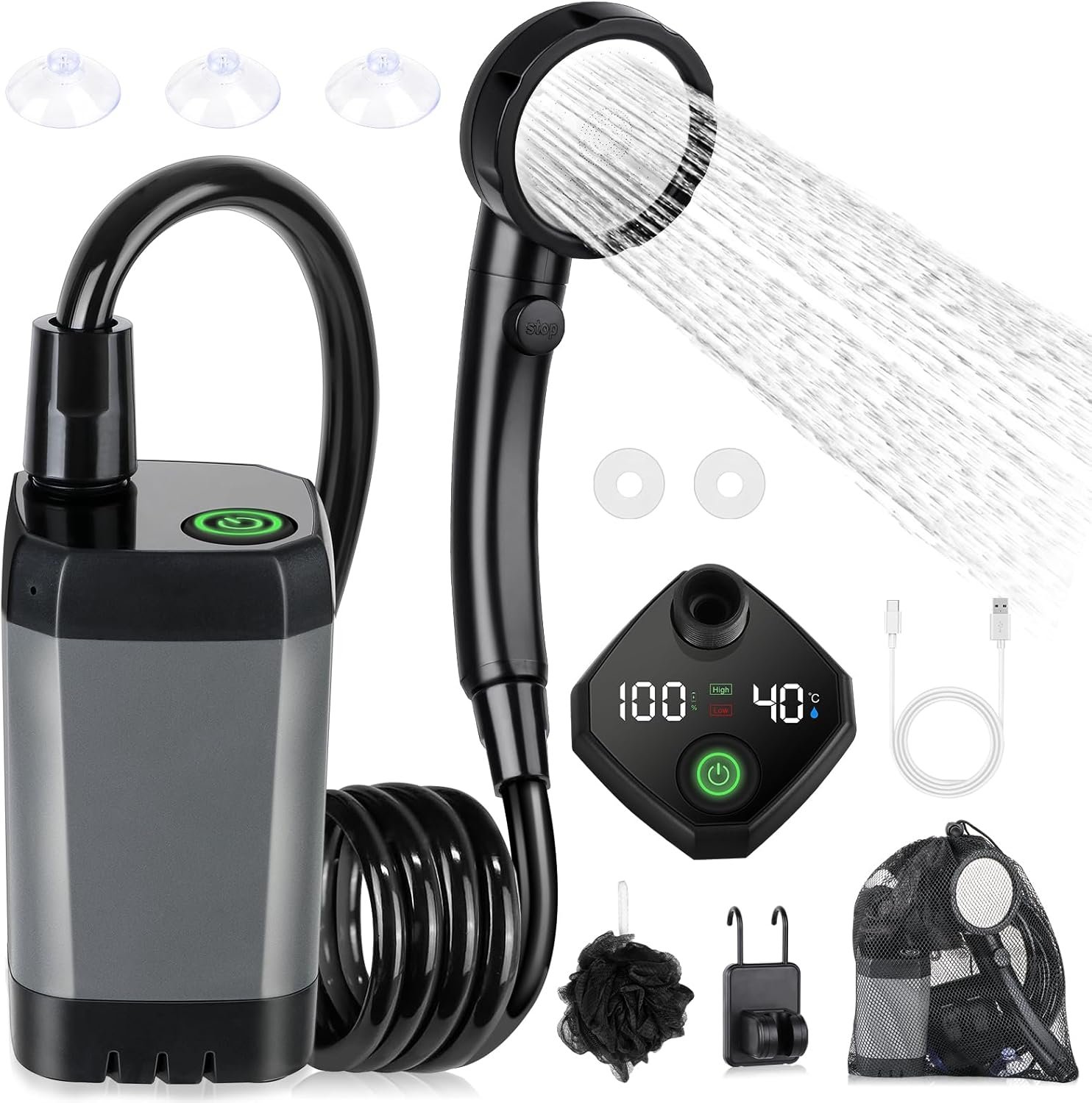 Long Lasting Rechargeable Waterproof Camping Shower