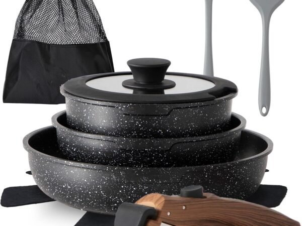 Nonstick Cookware Set with Detachable Handles
